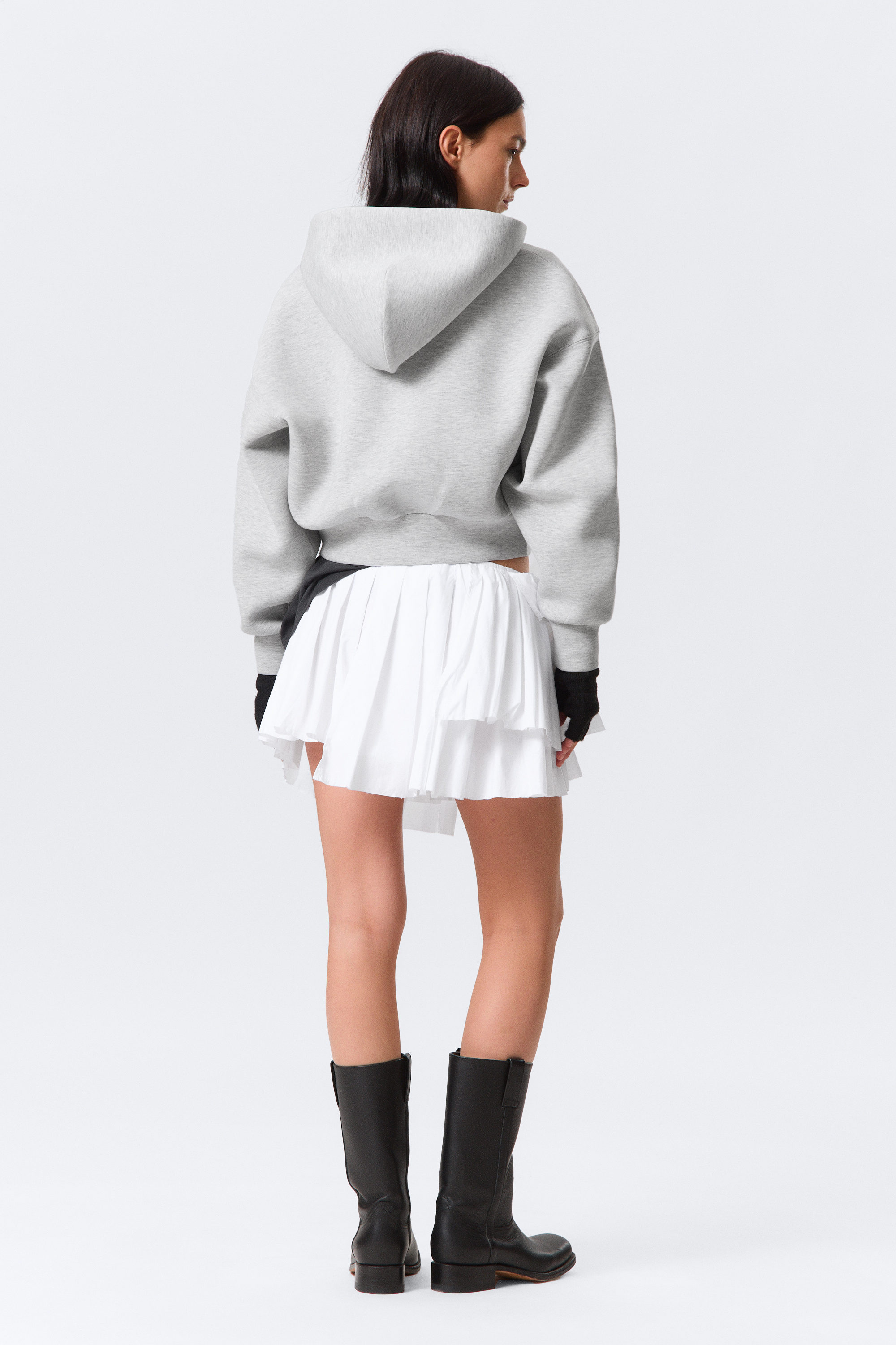 White - Pleated Layered Mini Skirt - 2