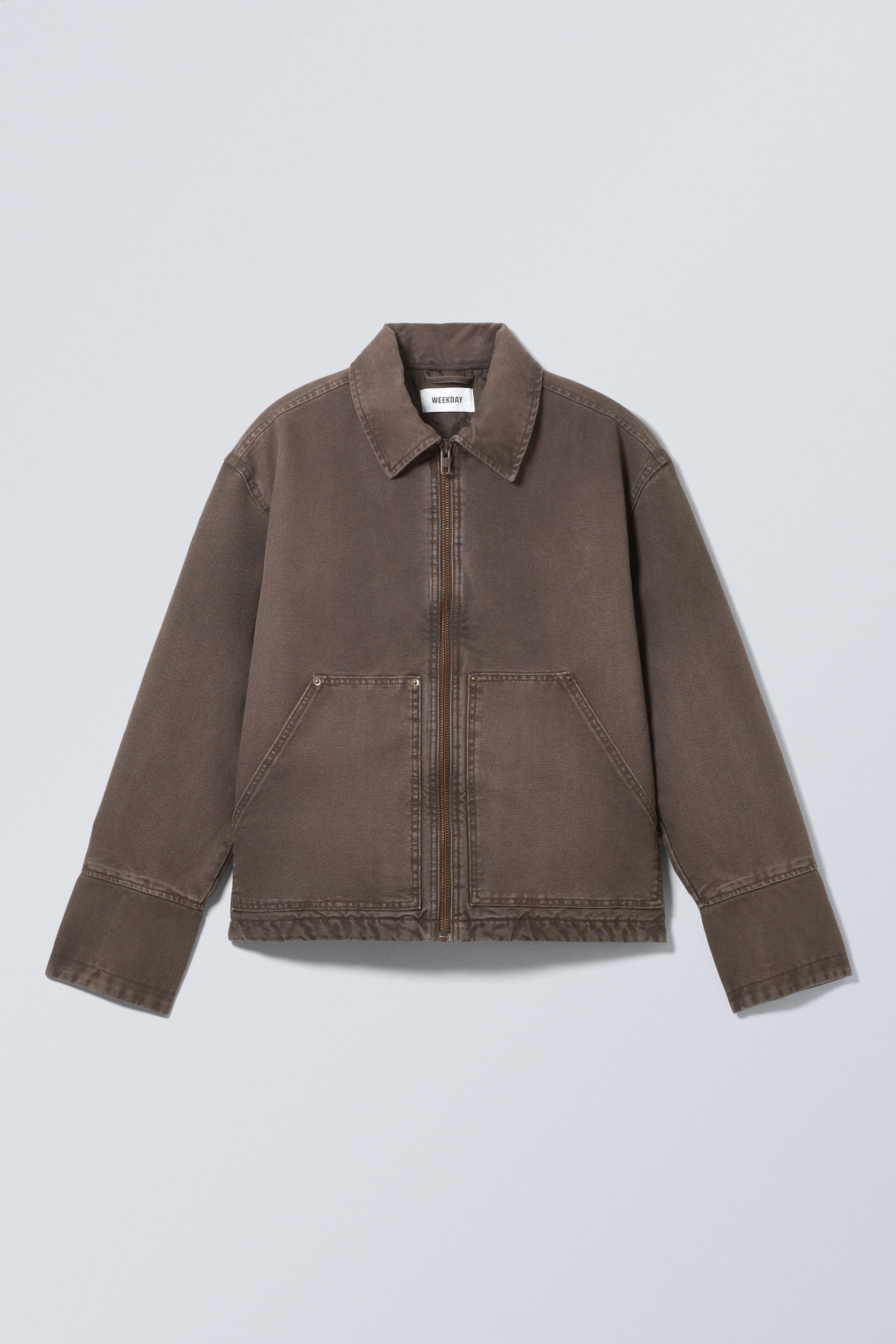Verwaschenes Dunkelbraun - Lockere, verwaschene Utility-Jacke - 0