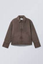 Verwaschenes Dunkelbraun - Lockere, verwaschene Utility-Jacke - 0