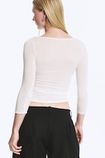 Hvit - Henley-skjorte med trekvart ermer - 2