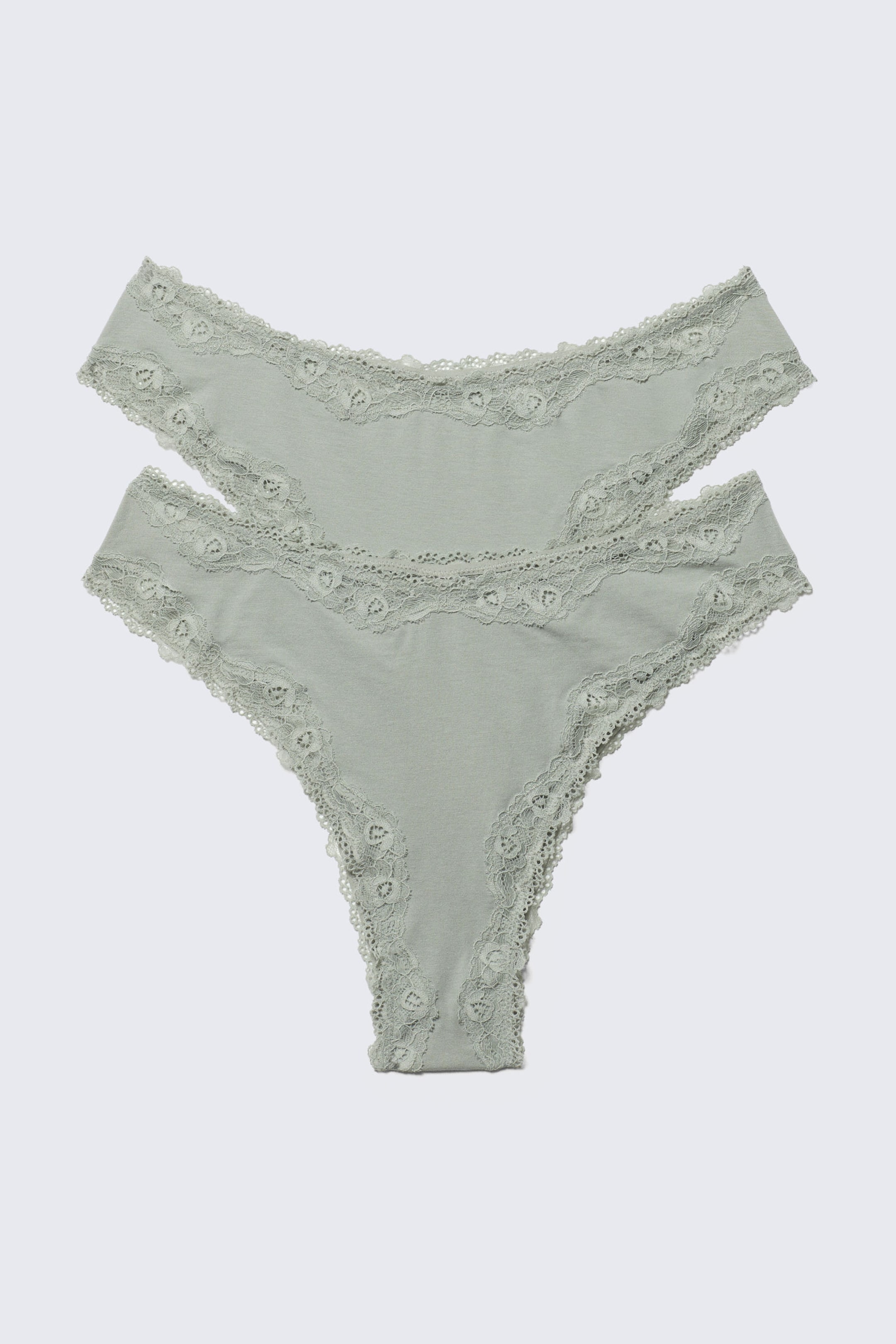 #979E99 - 2-pack Lace Trim Cotton Briefs