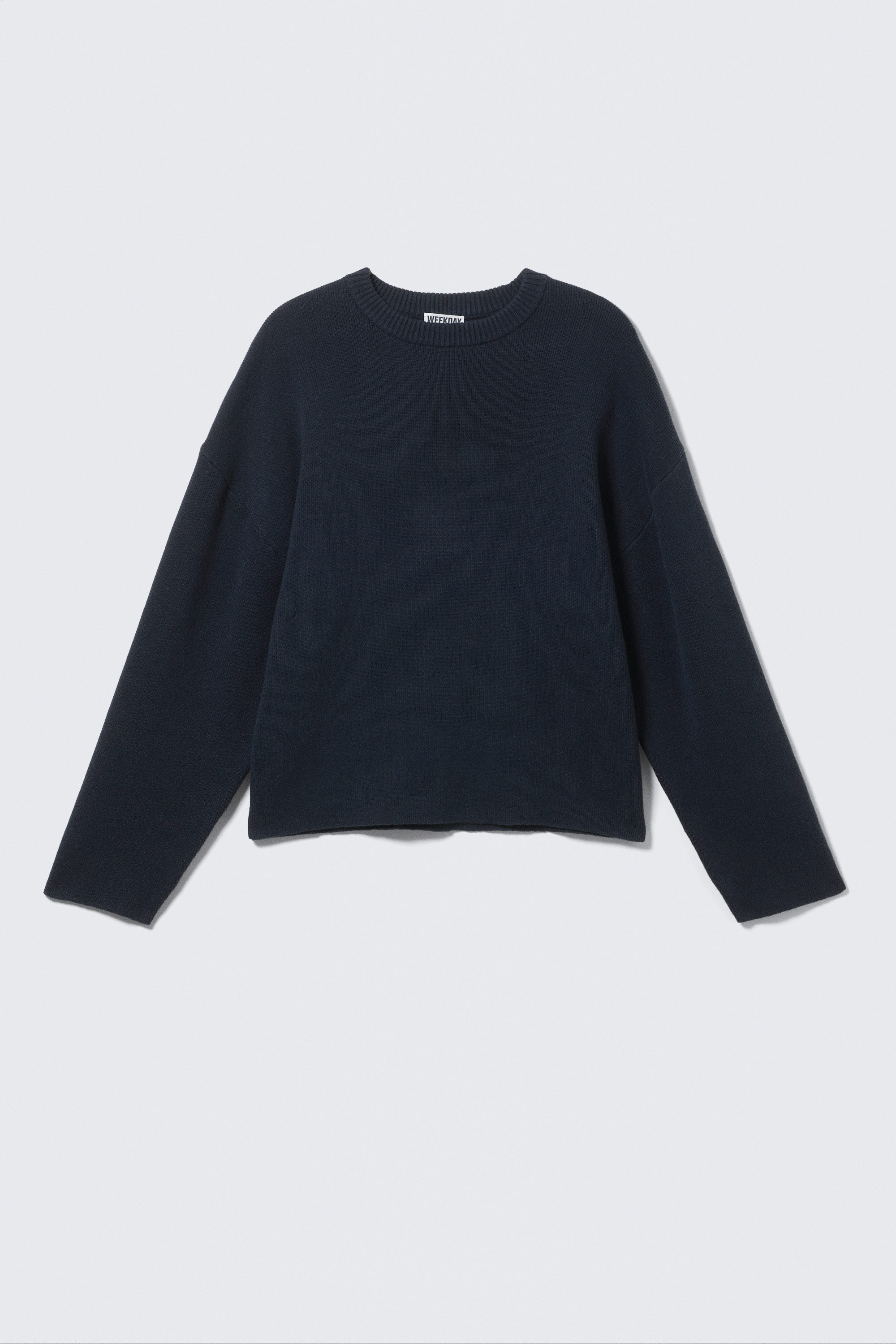 Dark Navy Blue - Boxy Knitted Cotton Sweater - 3