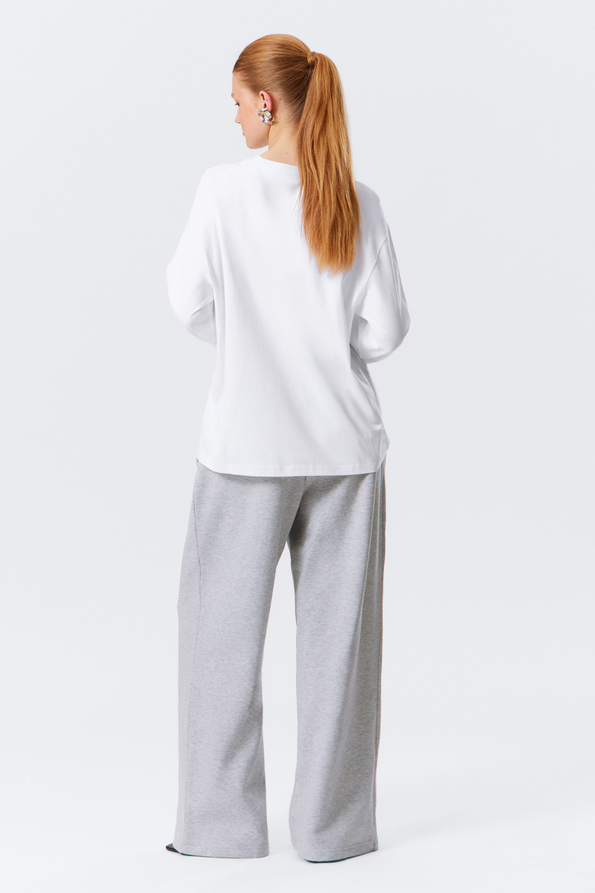 White - Long-Sleeved Boxy Cotton T-shirt - 2