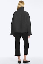 Dark Grey Melange - Wool-blend funnel jacket - 5