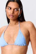 Hellblau - Triangel-Bikinioberteil mit Trägern - 1