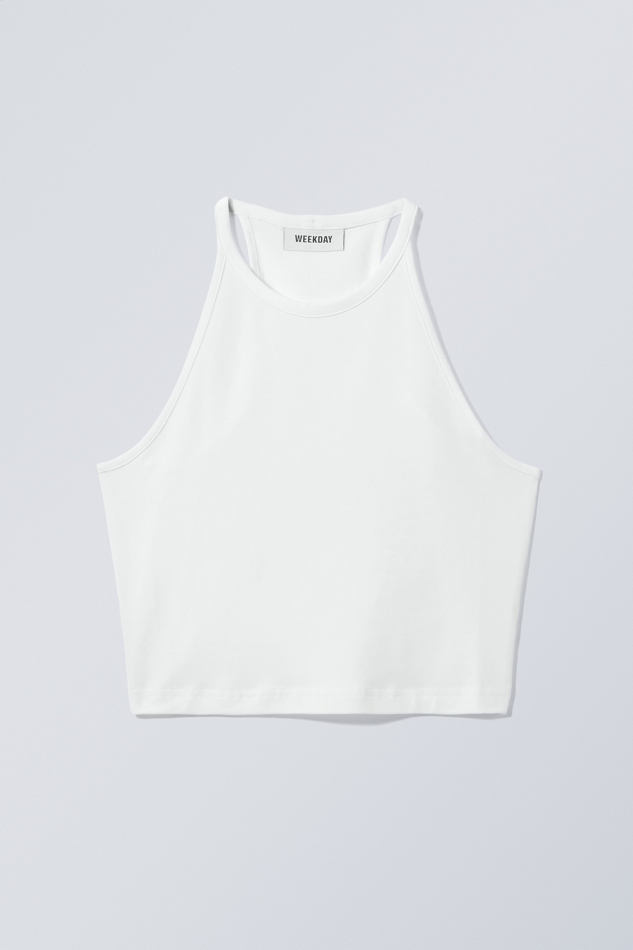 White - High Neck Crop Tank Top - 0
