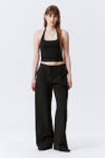 Black - Relaxed Mid Rise Pleated Suiting Trousers - 0