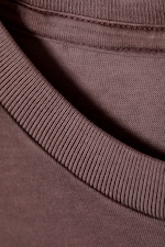 Dunkelrot - Bedrucktes kastiges T-Shirt - 4