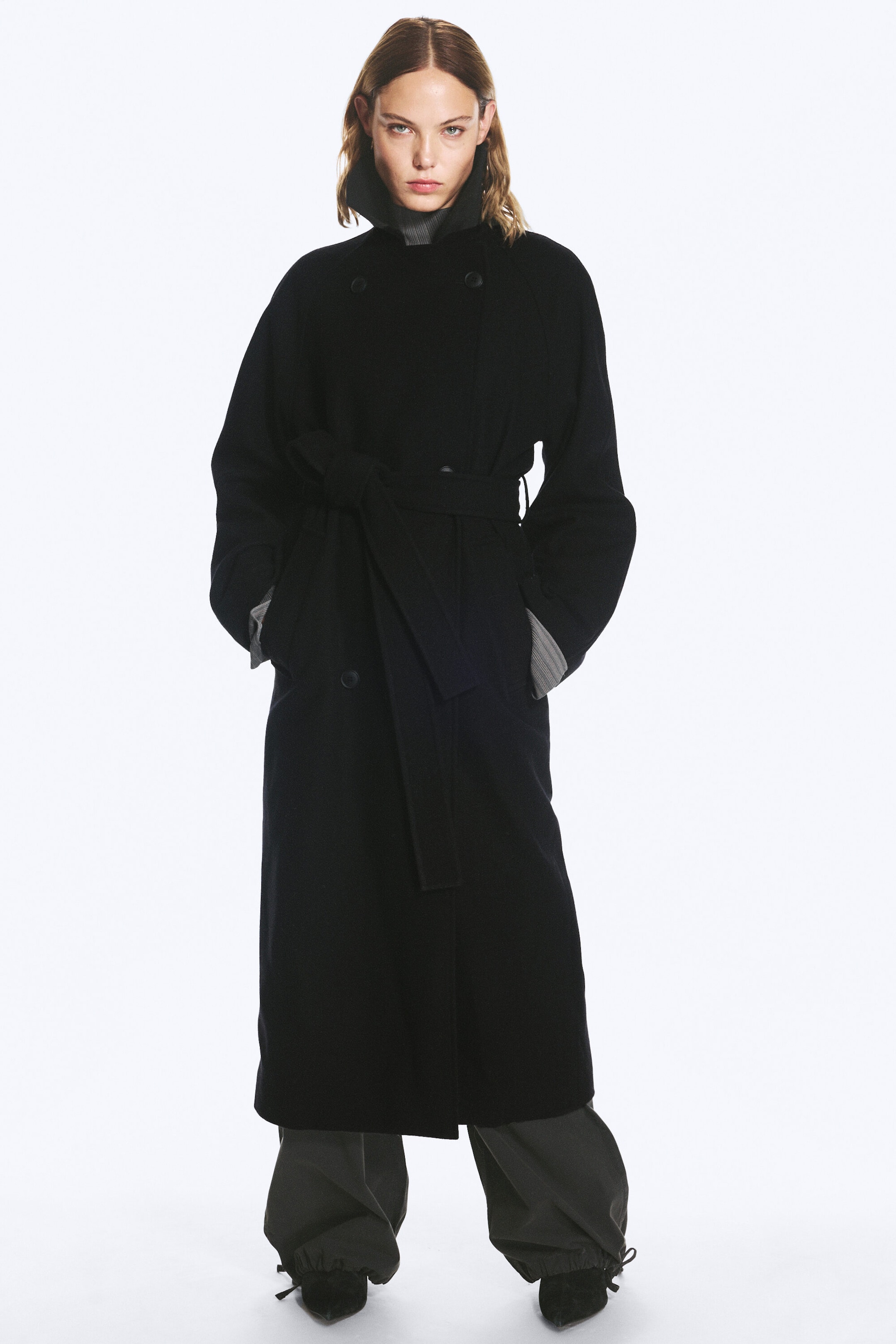 Schwarz - Kia Zweireihiger Oversize-Mantel aus Wollmischung - 1