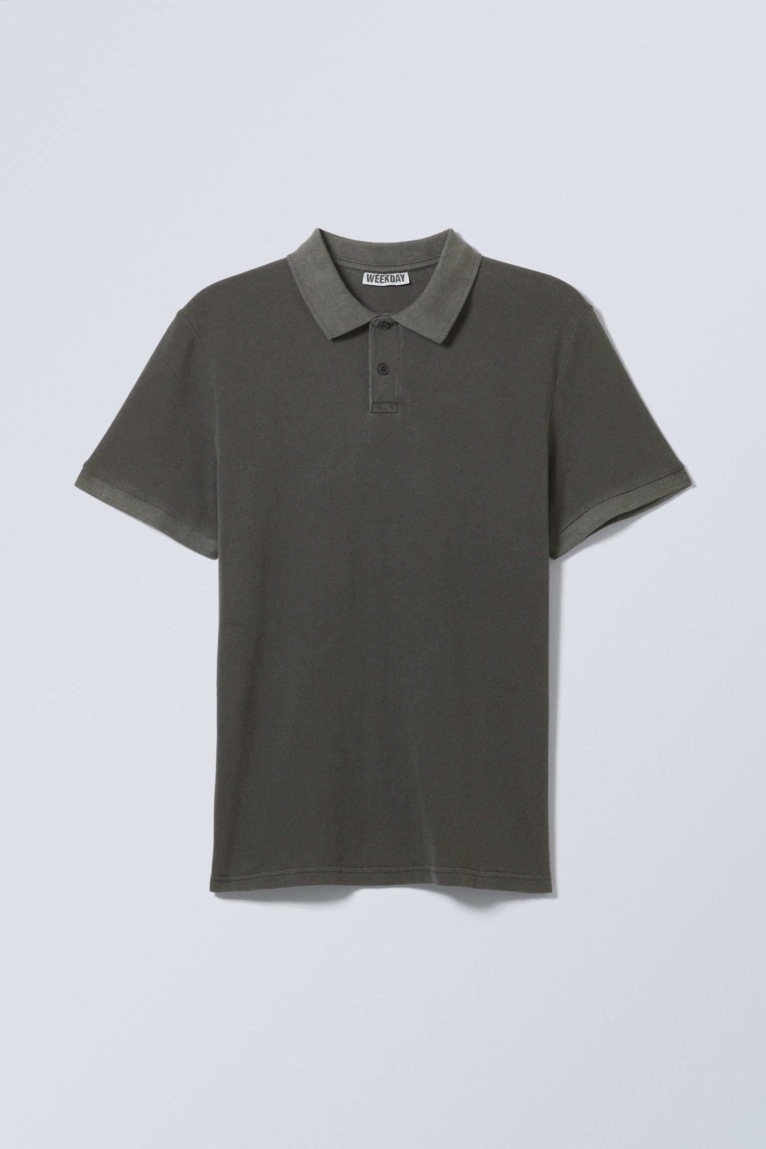 Polo em piqué de algodão de manga curta - Cinzento escuro