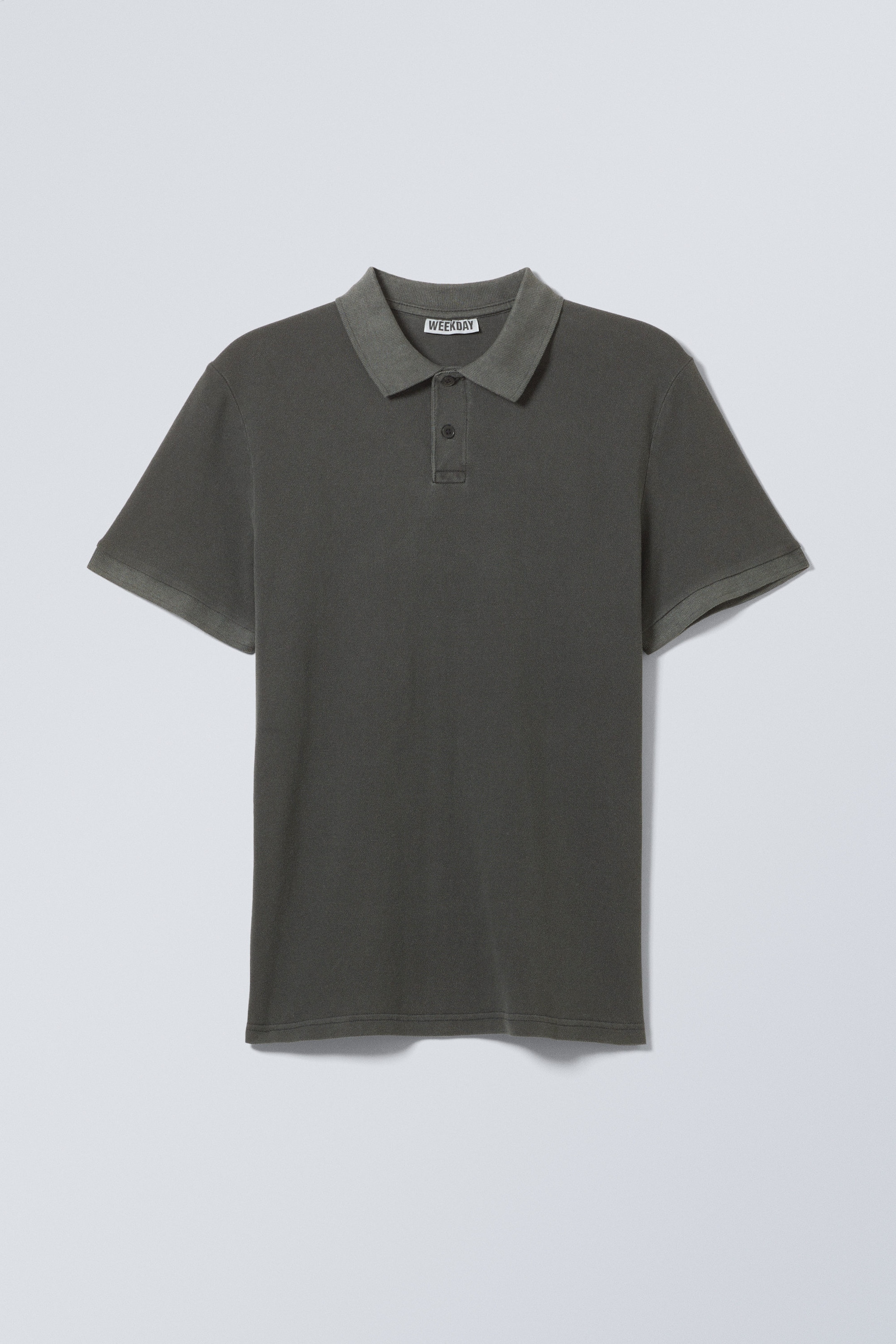 Dunkelgrau - Kurzärmliges Poloshirt aus Baumwoll-Piqué - 0