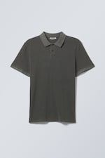 Dunkelgrau - Kurzärmliges Poloshirt aus Baumwoll-Piqué - 0