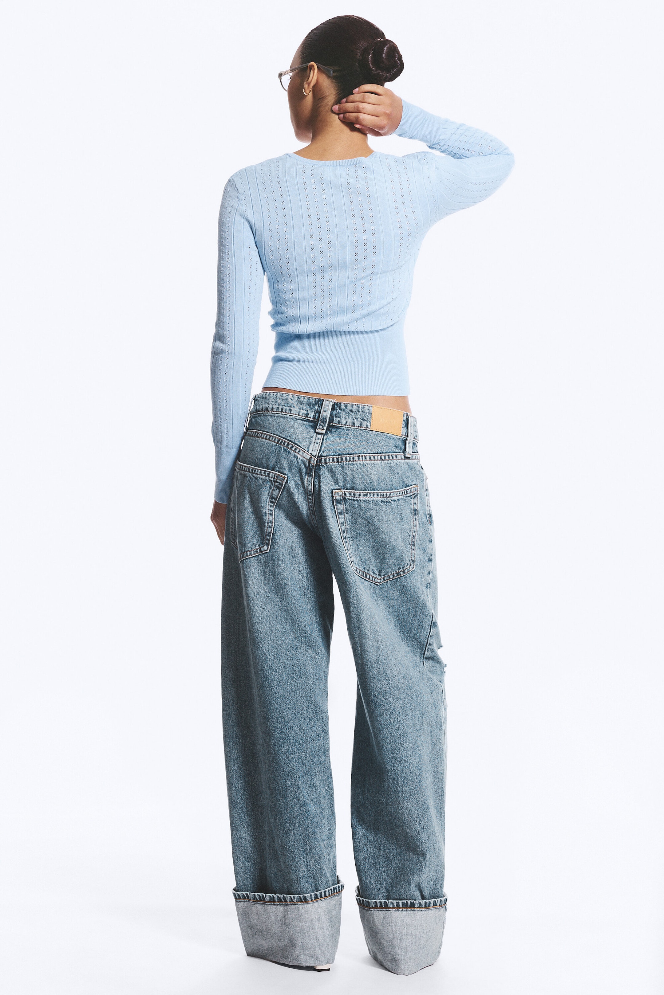 Light Blue - Slim Fit Knitted Sweater - 3
