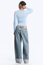Light Blue - Slim Fit Knitted Sweater - 3
