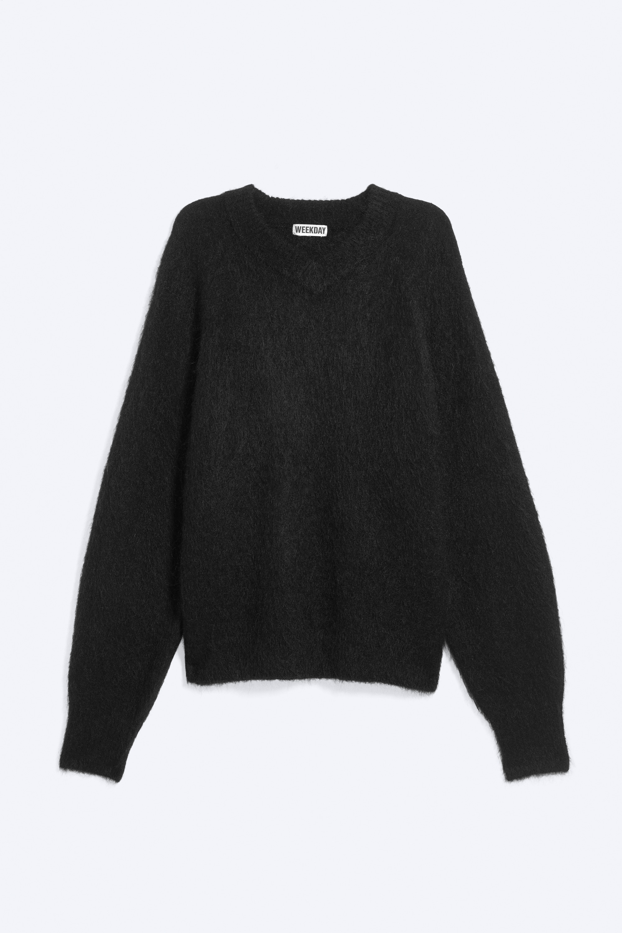 Pullover mit V-Ausschnitt aus Mohair-Mix - Schwarz/Dunkles Taupe
