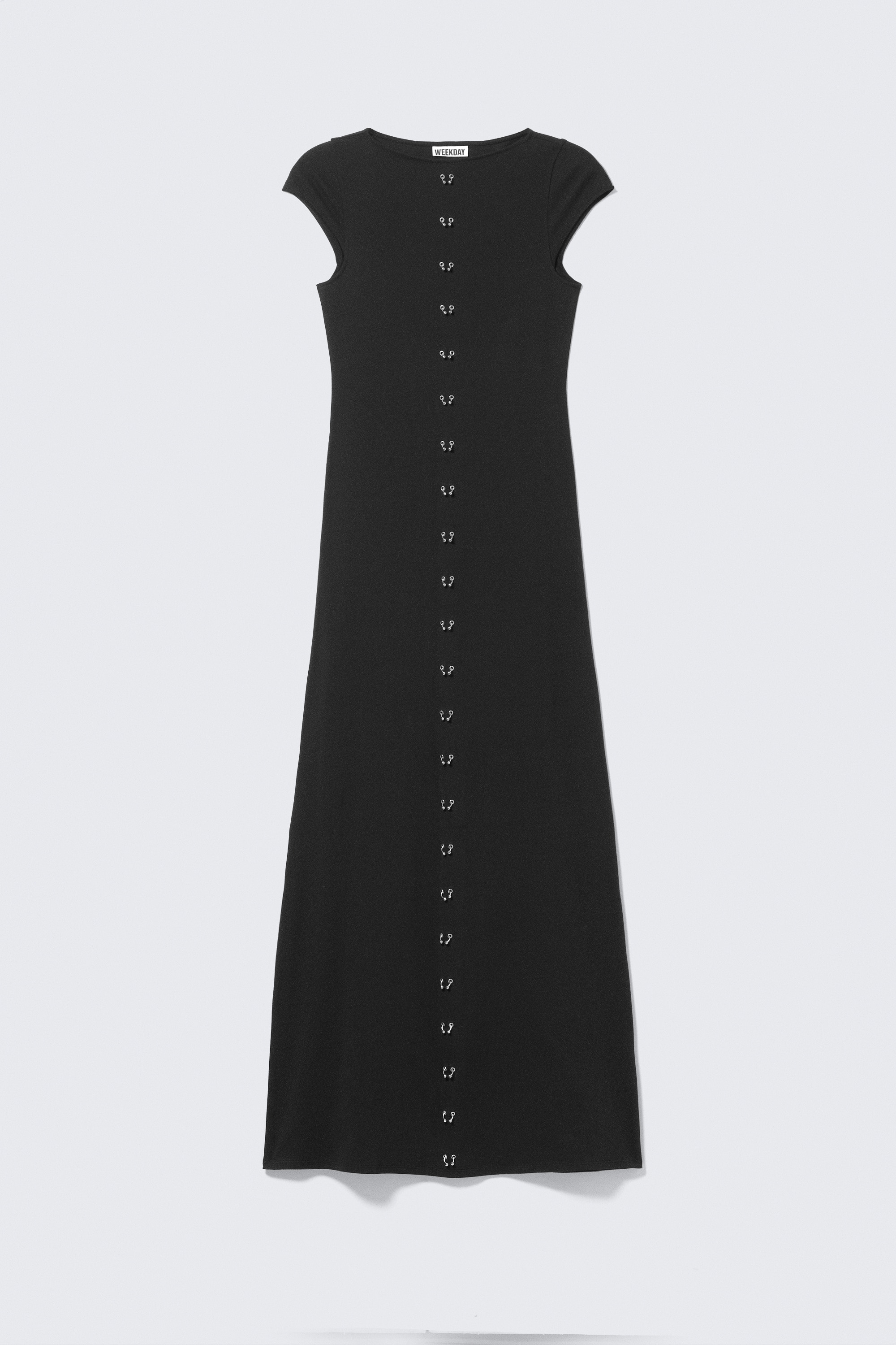 Vestido maxi de manga corta Pierced - Negro