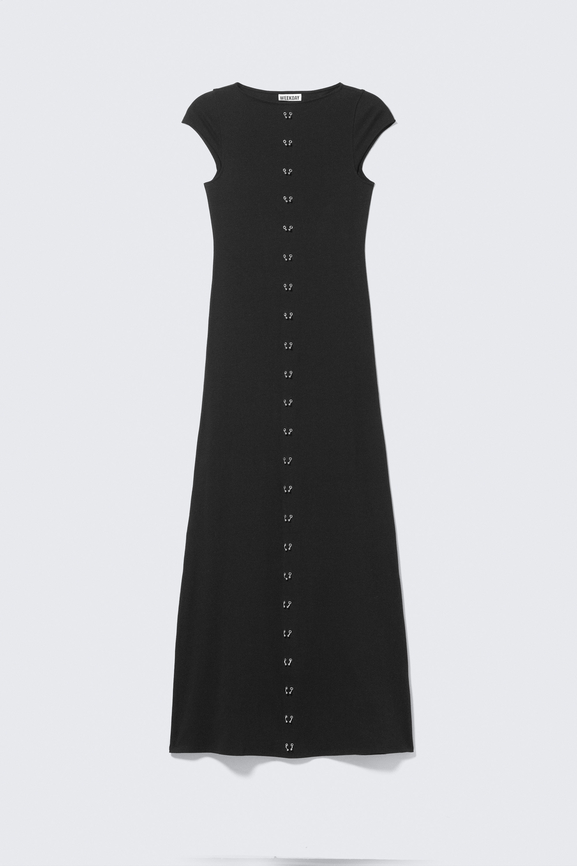 Black - Pierced Short-Sleeved Maxi Dress - 1