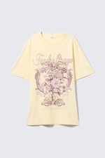 Light Yellow - Tendre Orage - Regular Fit Cotton T-shirt - 3