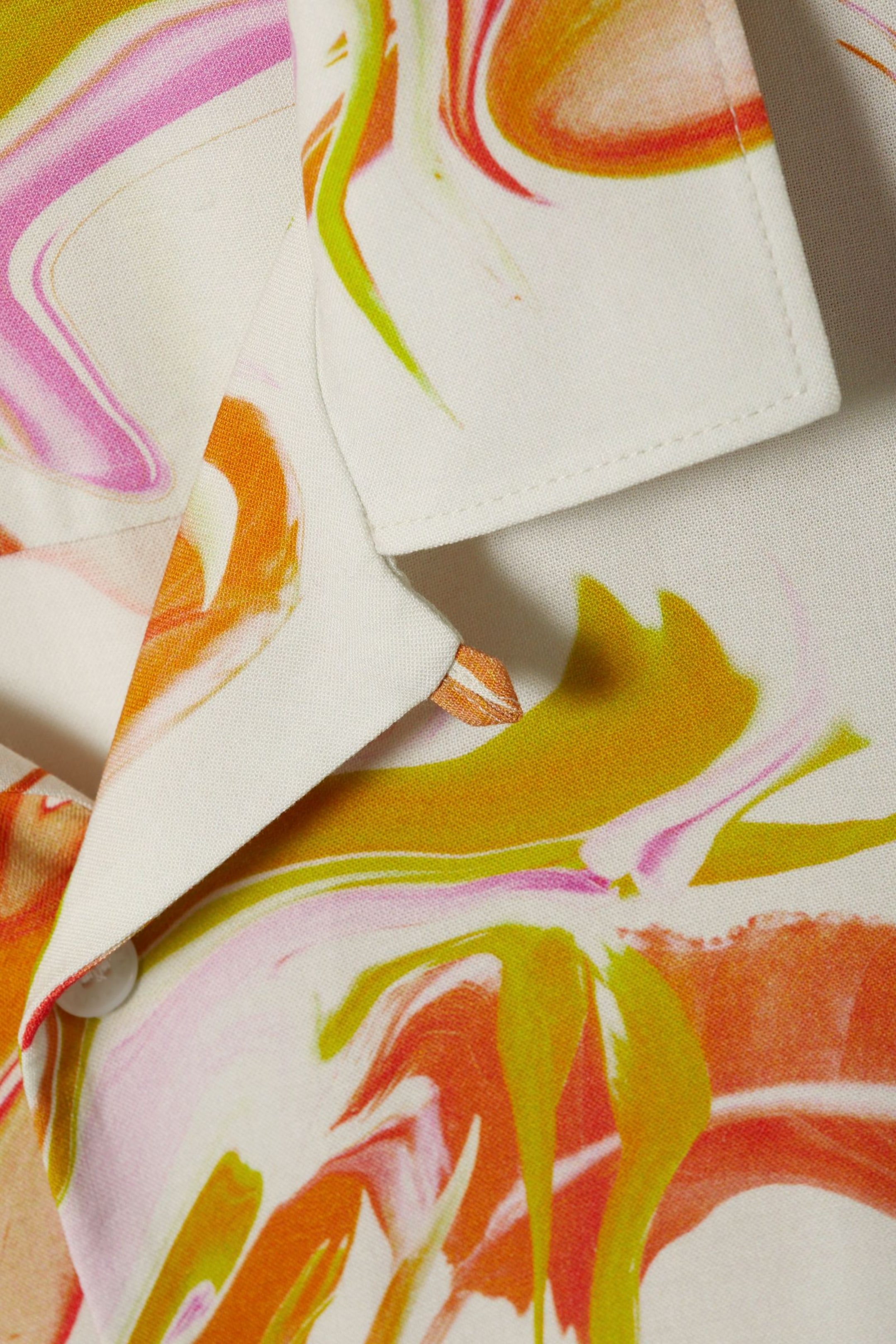 Orange swirl - Kurzarmhemd Coffee mit floralem Print - 1