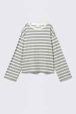 White - Black Stripes - Long-Sleeved Cotton T-shirt - 3