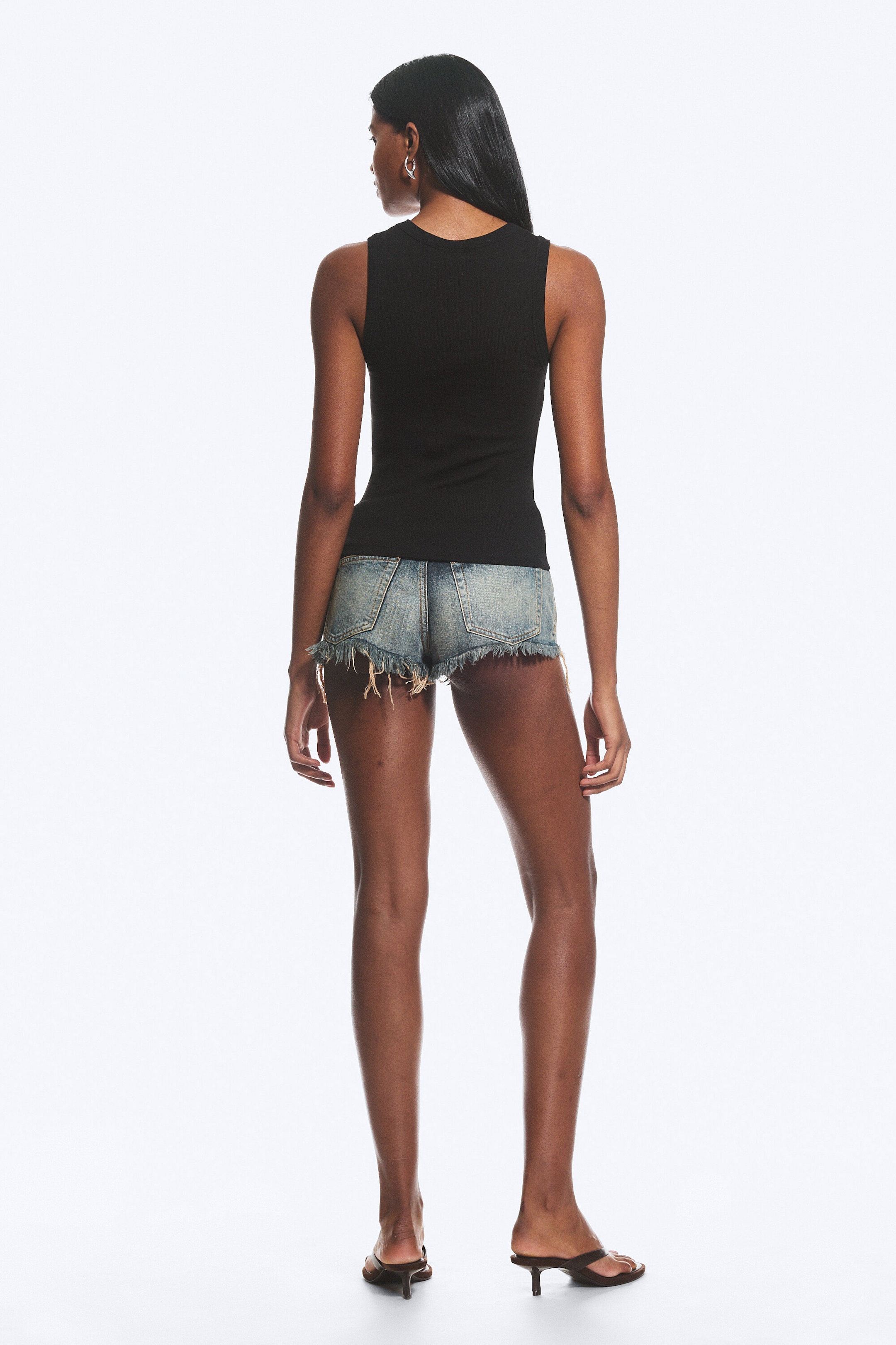 Donkerrood - Set van 2 geribde tanktops met V-hals - 4