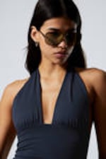 Dark Blue - Deep Halterneck Top - 1