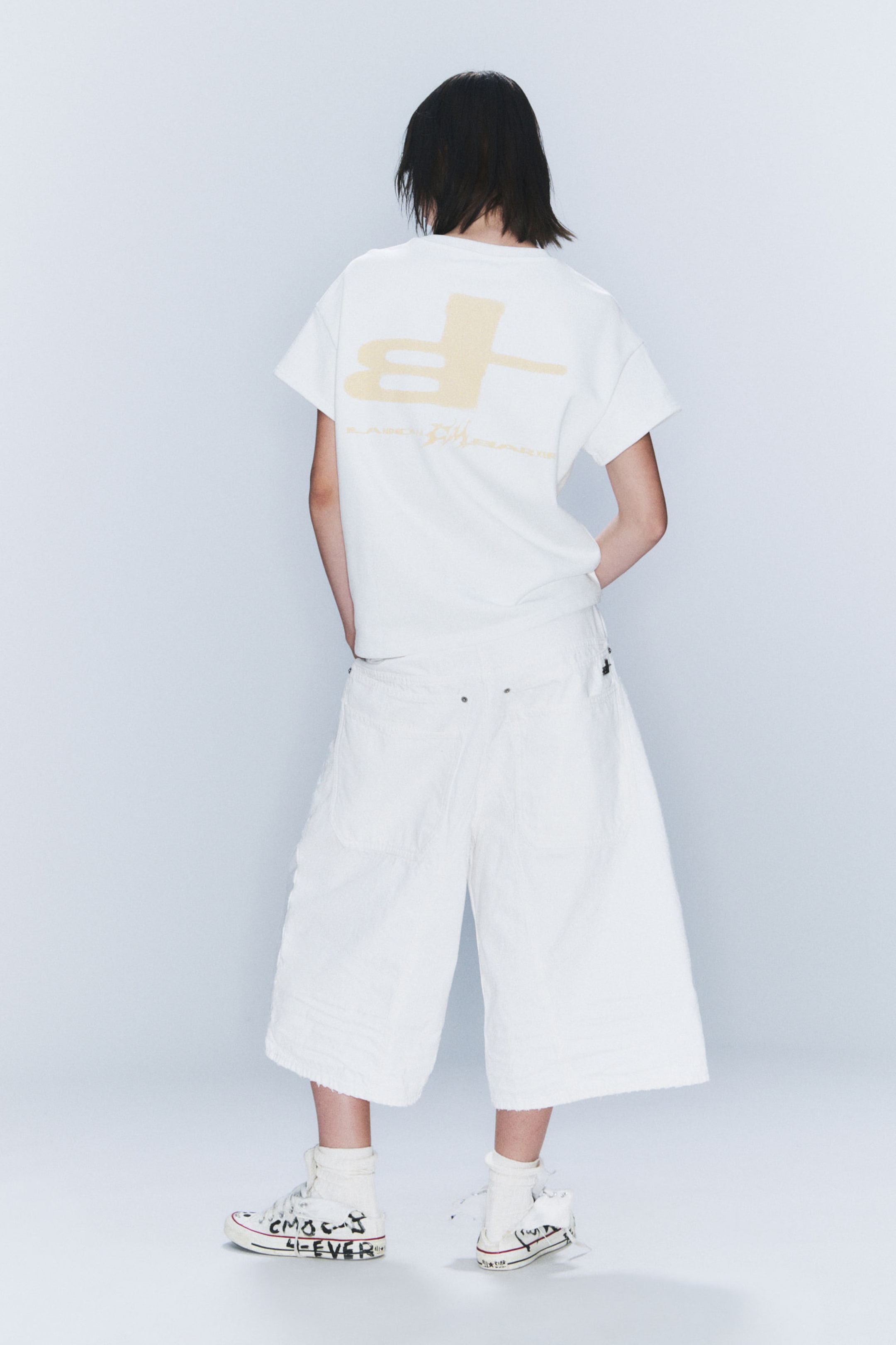 #FFFFFF - CM x LB Dunno White Unisex Carpenter Jorts - 2