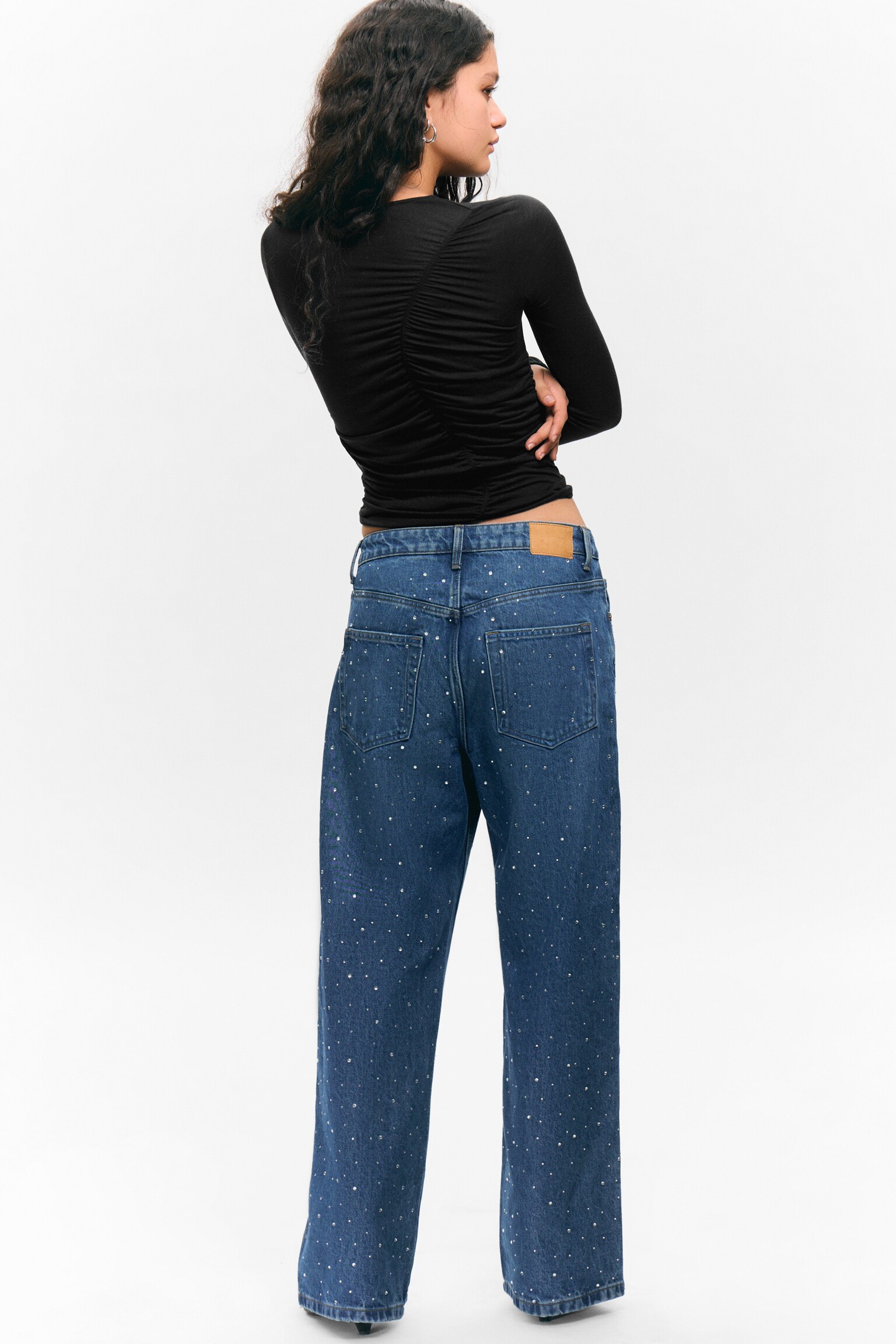 Missy Embellished Low Rise Straight Leg Jeans - Embellished Blue - Dark Blue - 4