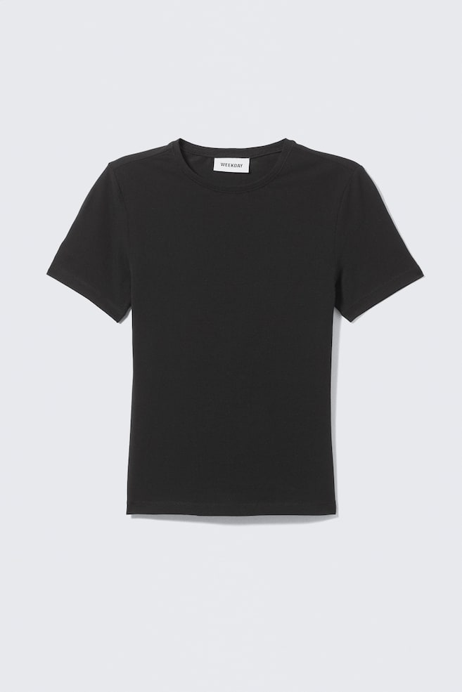 Schmal geschnittenes T-Shirt - Schwarz/Weiß - 1