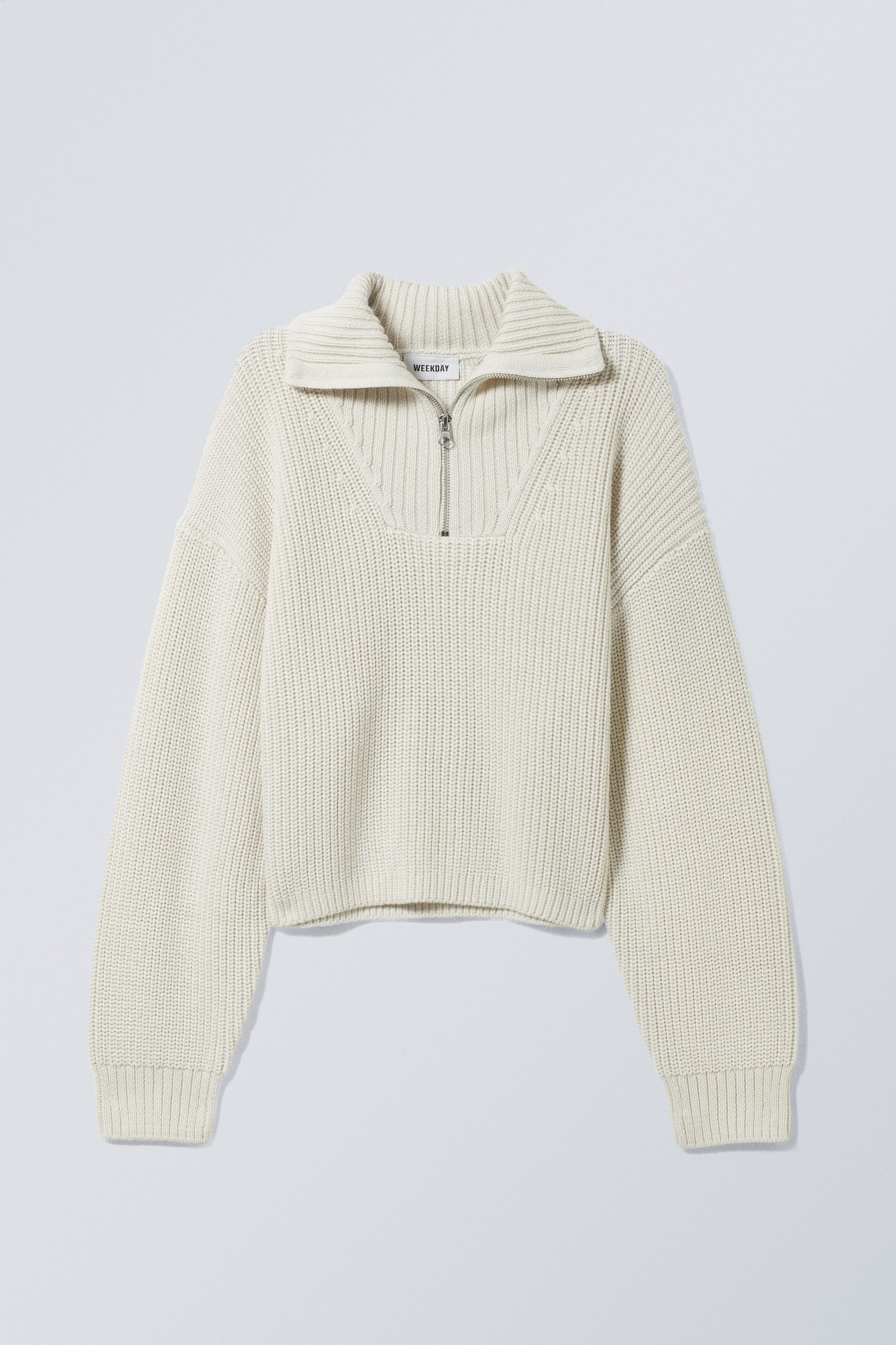 Cremeweiß - Pullover Sienna mit kurzem Reißverschluss - 0