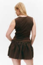 Dunkelbraun - Ärmelloses, gerafftes Jersey-Top - 2