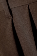Dark Brown - Nate Loose Fit Pleated Suit Trousers - 8
