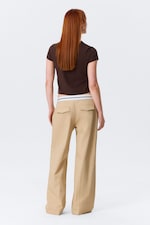 Beige - Låga twillbyxor med vikt midja - 1