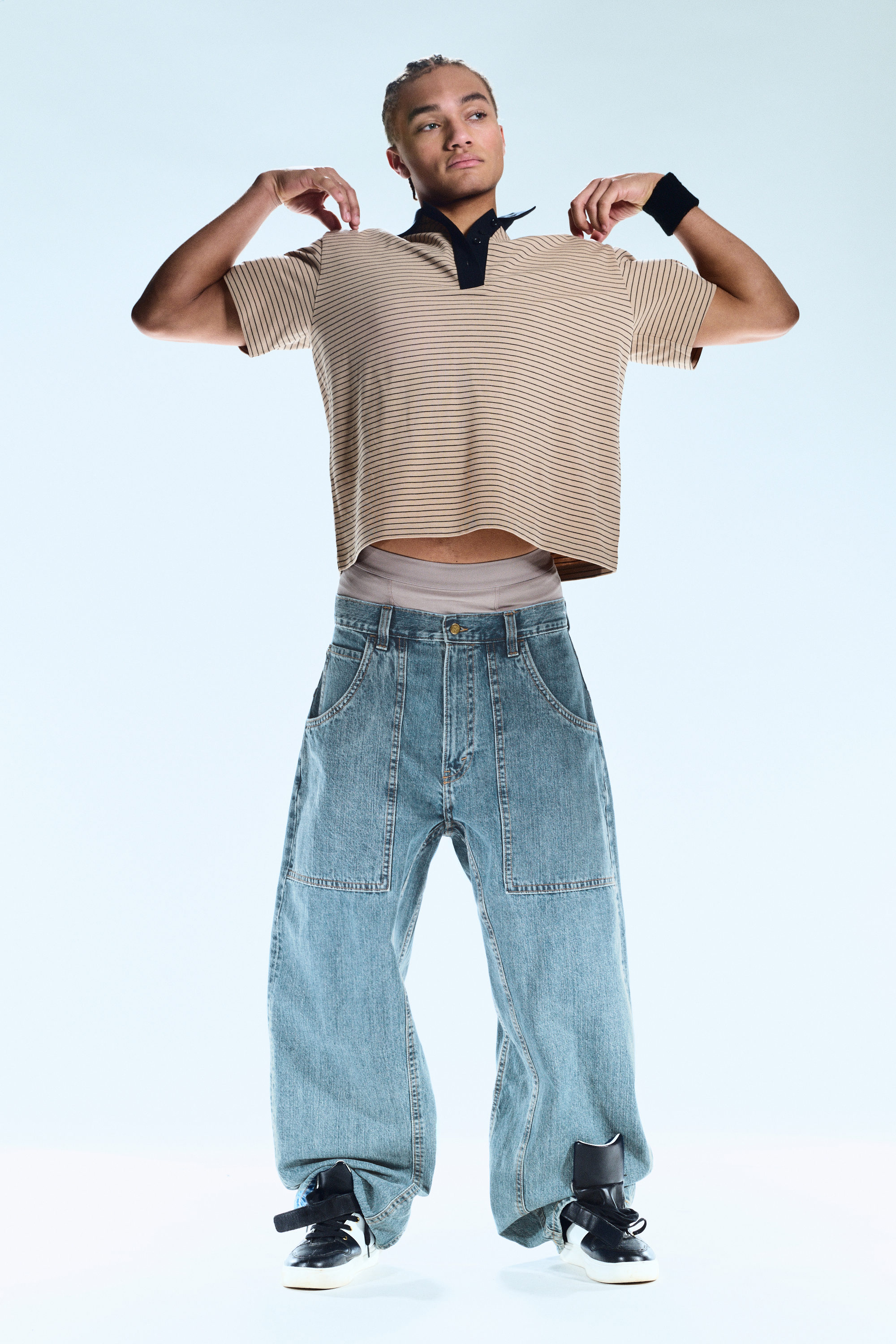 02 Blue - Medium Blue - Dunno Unisex Low Rise Loose Barrel Leg Jeans - 2