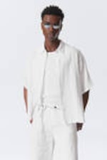 White - Oversized Structured Short Sleeve Shirt - 0