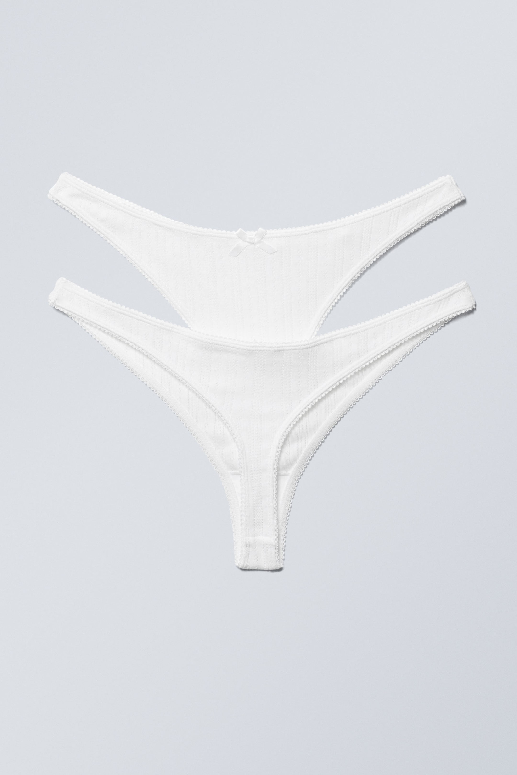 #FFFFFF - 2-pack Pointelle Stringtrosor - 2