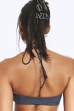 Bleu foncé - Haut de bikini torsadé dos nu - 1