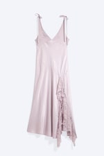 Dusty Pink - Lace-Insert Satin Maxi Dress - 4