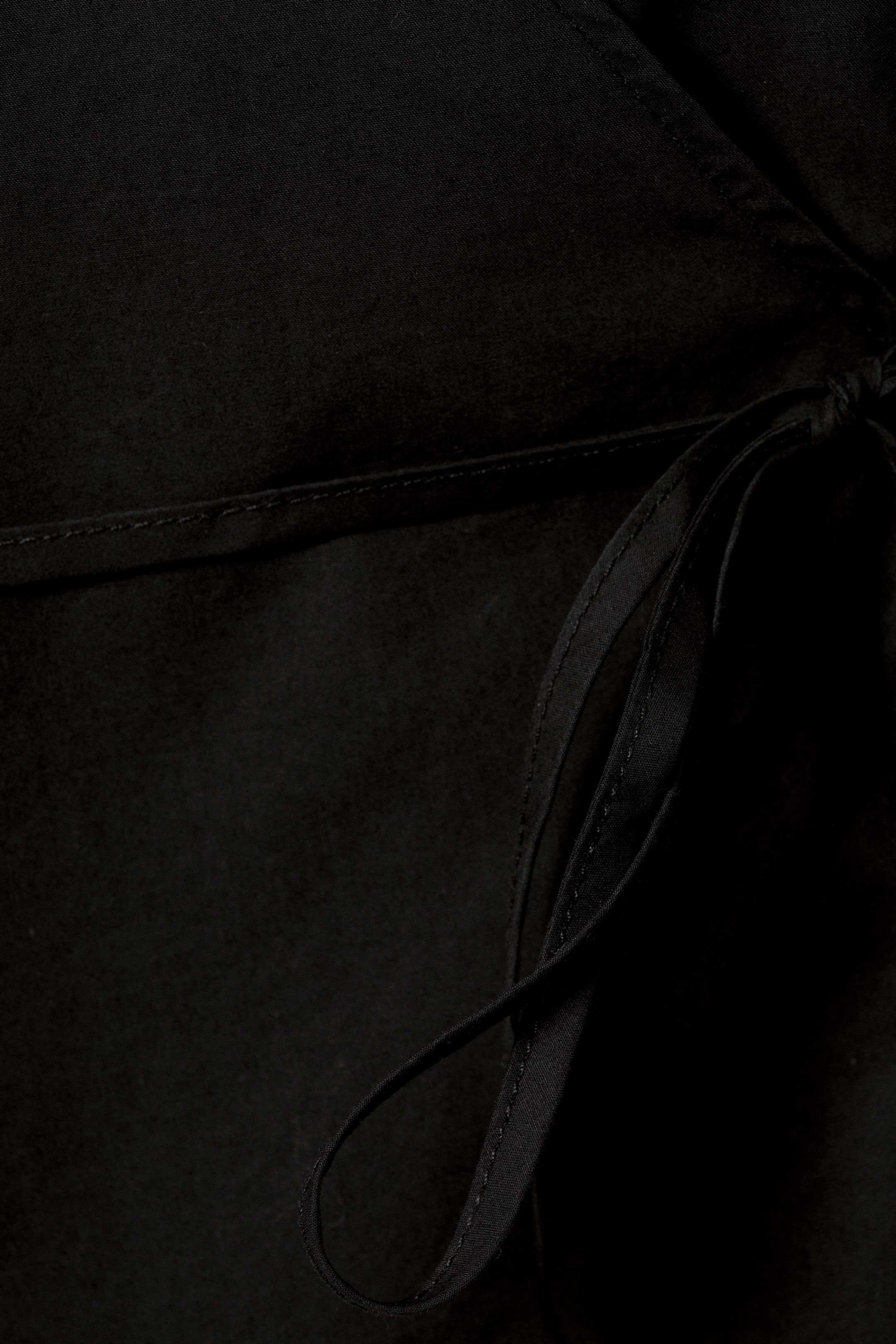 Black - Long-Sleeved Wrap Poplin Shirt - 5