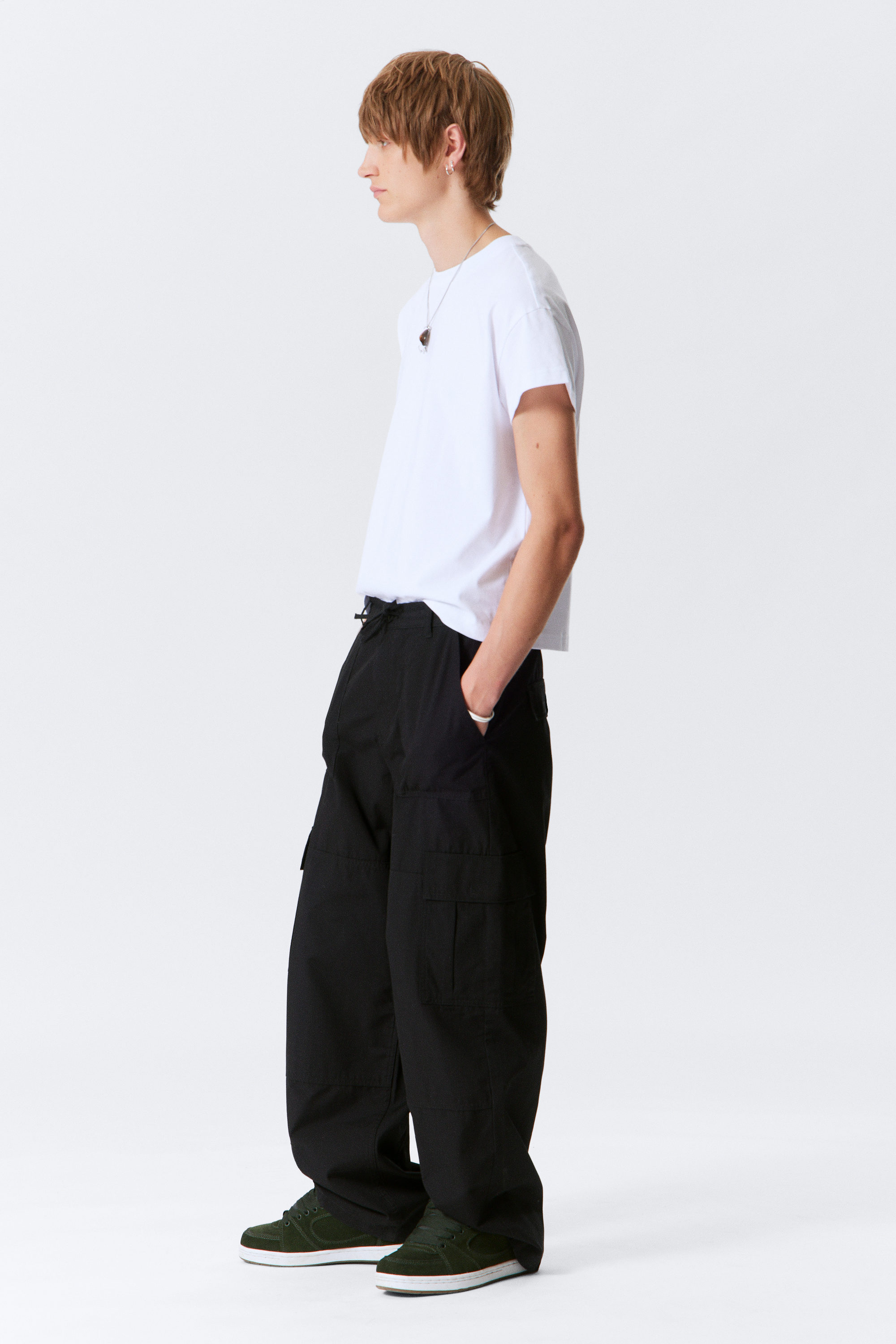 Black - Baggy Ripstop Cargo Trousers - 2