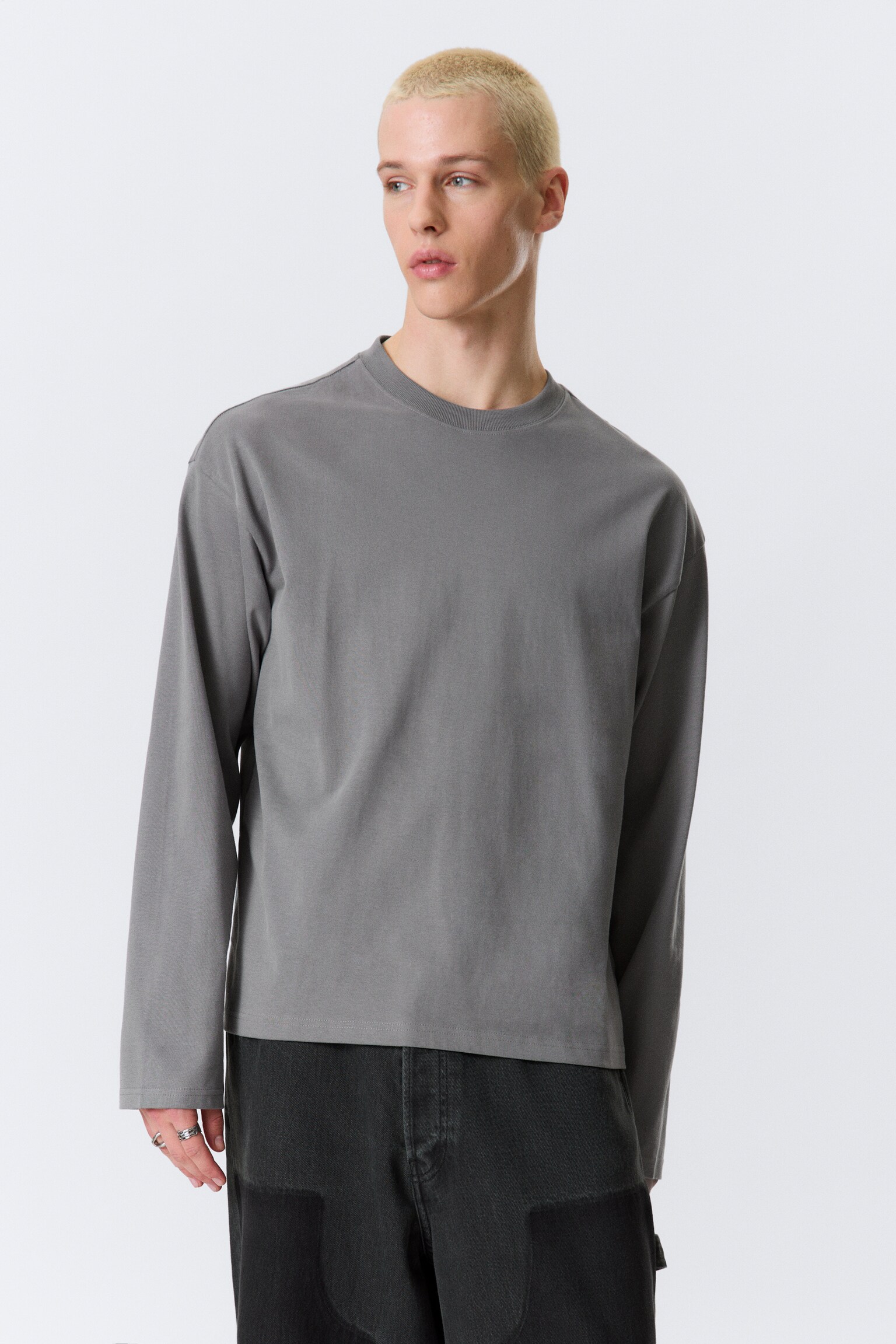 Great Boxy Long Sleeve T-shirt - Gri Prafuit/Verde închis/Dungi albe și bleumarin/Dungi maro închis/Gri Închis/Black/Albastru Spălat/White/Dark Brown/Light Grey Melange - 2