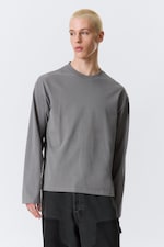 Dusty Grey - Loose Boxy Long-Sleeved T-shirt - 0