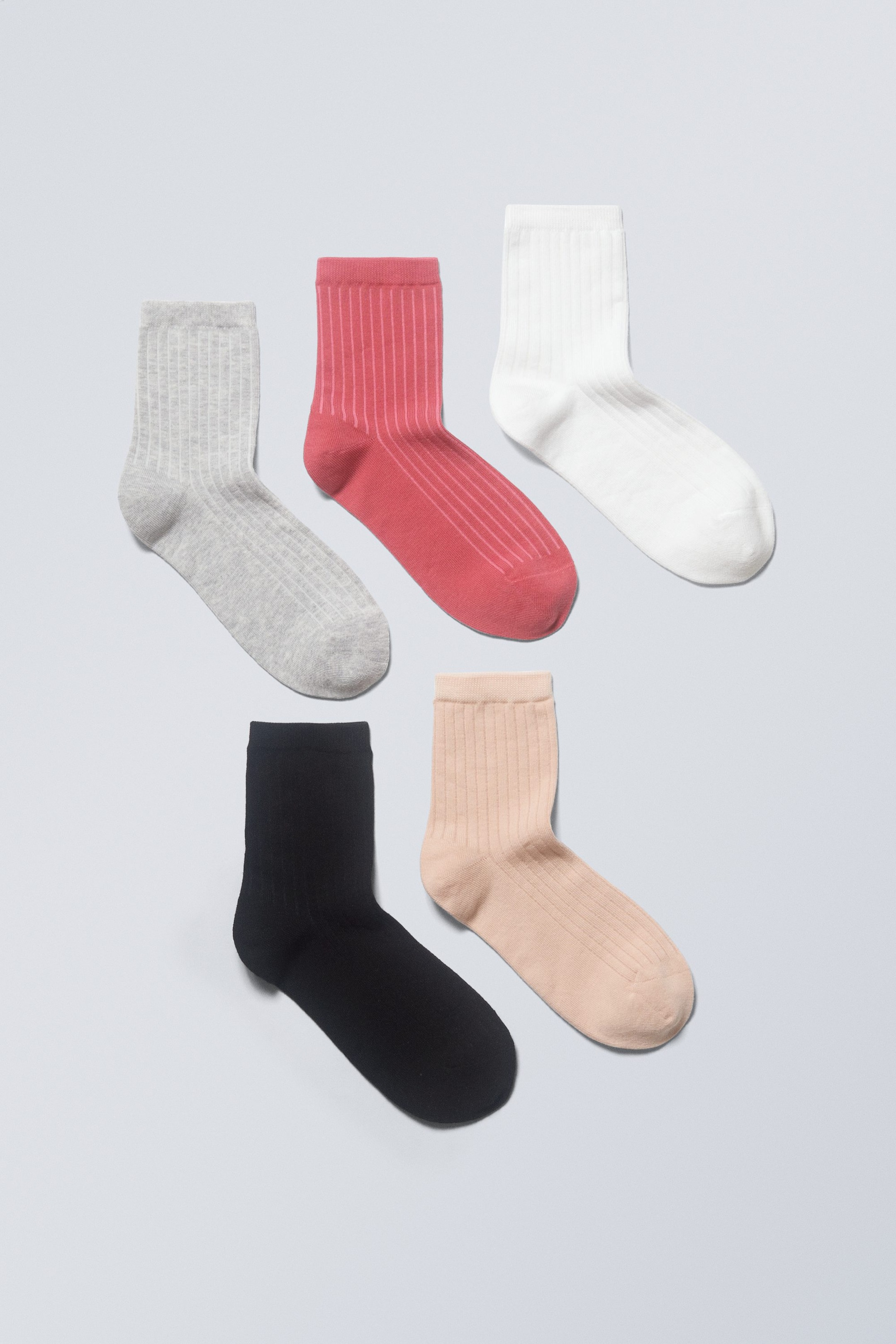 Basic Pink Mix - 5-pack Cotton Rib Short Socks - 0