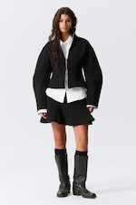 Black - Fitted Scuba Zip Jacket - 0