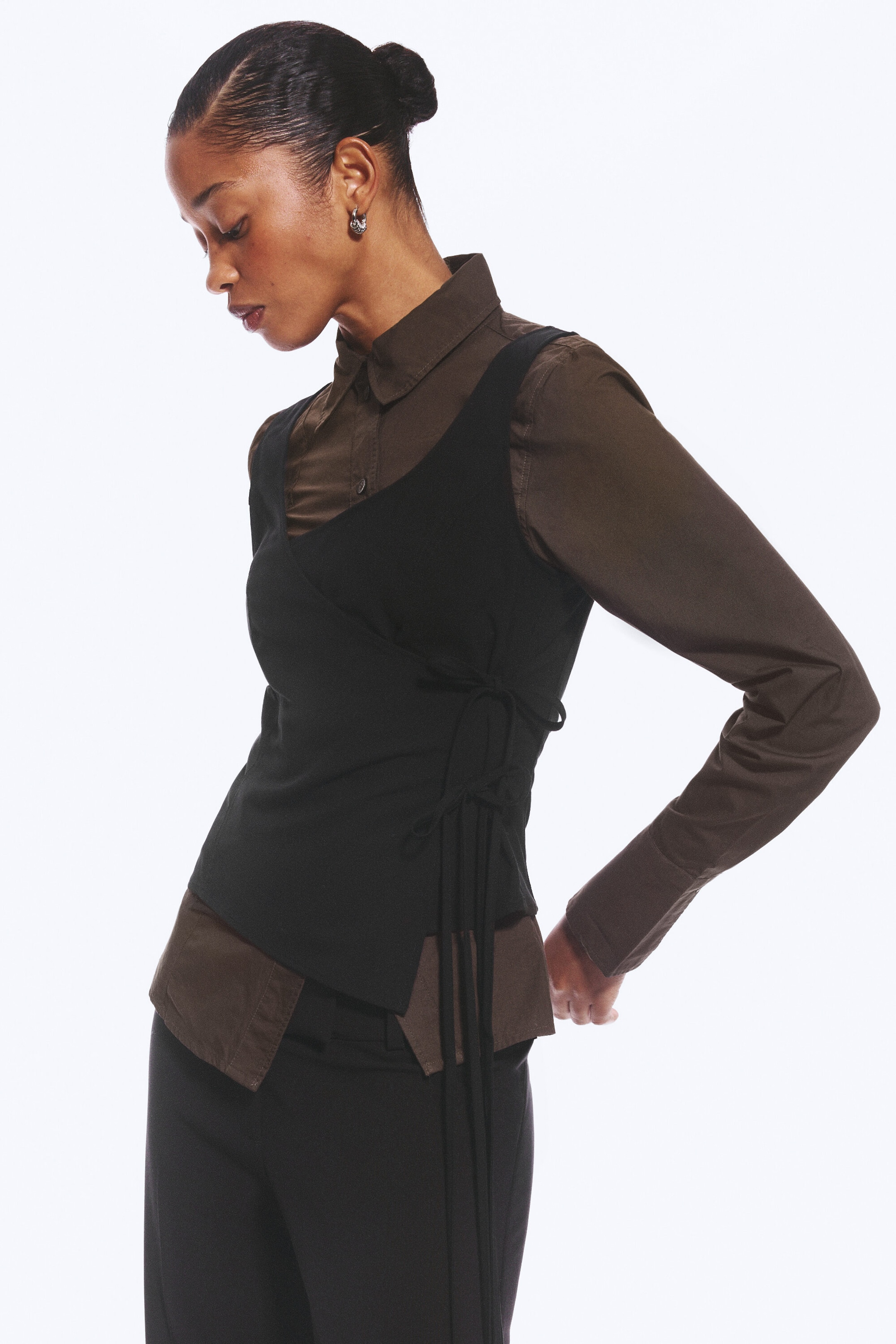 Noir - Haut à bretelle portefeuille asymétrique - 3