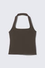 Dark Grey - Square Neck Halter Top - 4