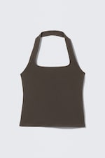 Dunkelgrau - Neckholder-Top mit quadratischem Ausschnitt - 0