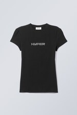 Black - Close Rhinestone T-Shirt - 0