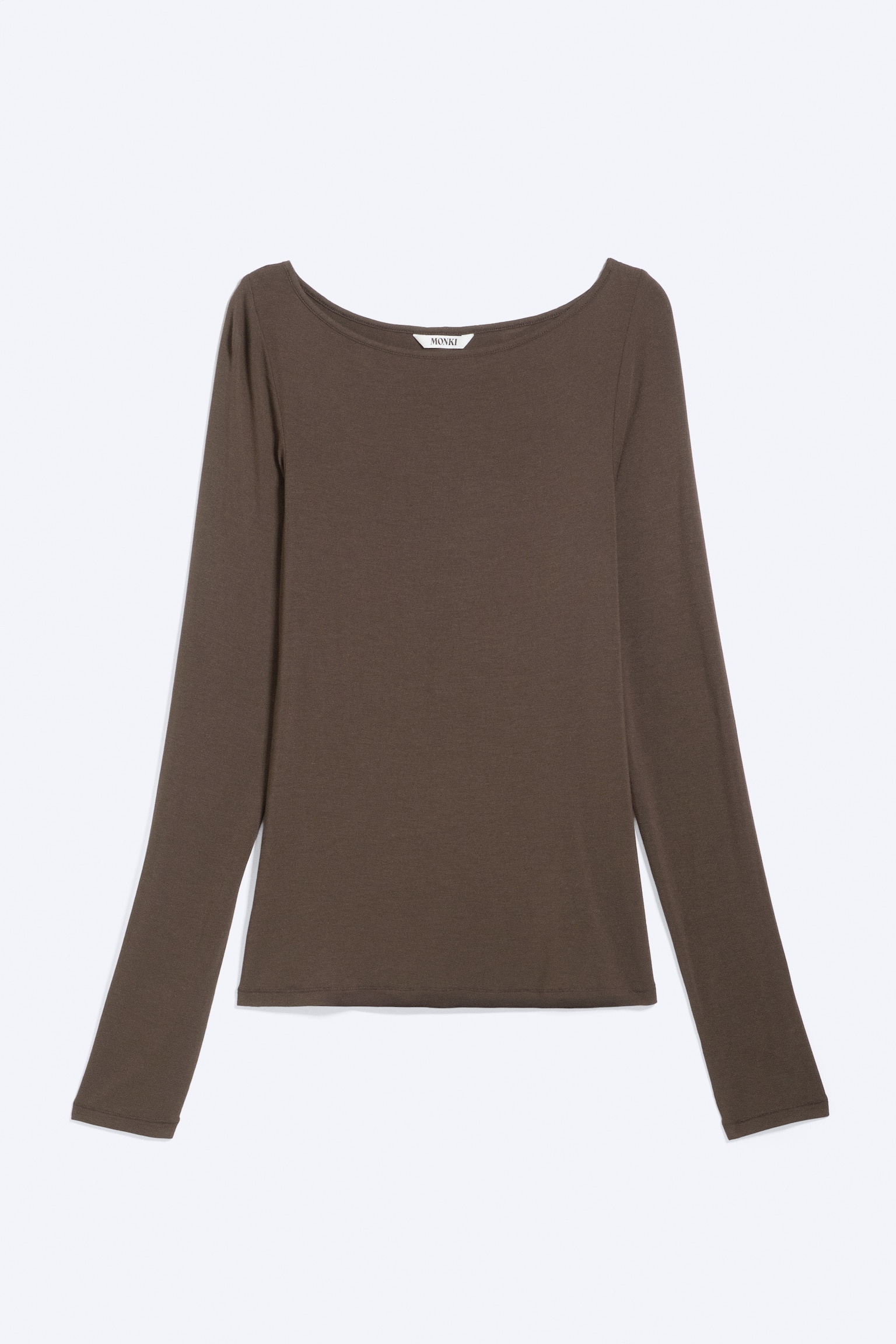 Longsleeve Sheer w łódeczkę - Ciemnobrązowy/Różowy/Sheer Black - 1