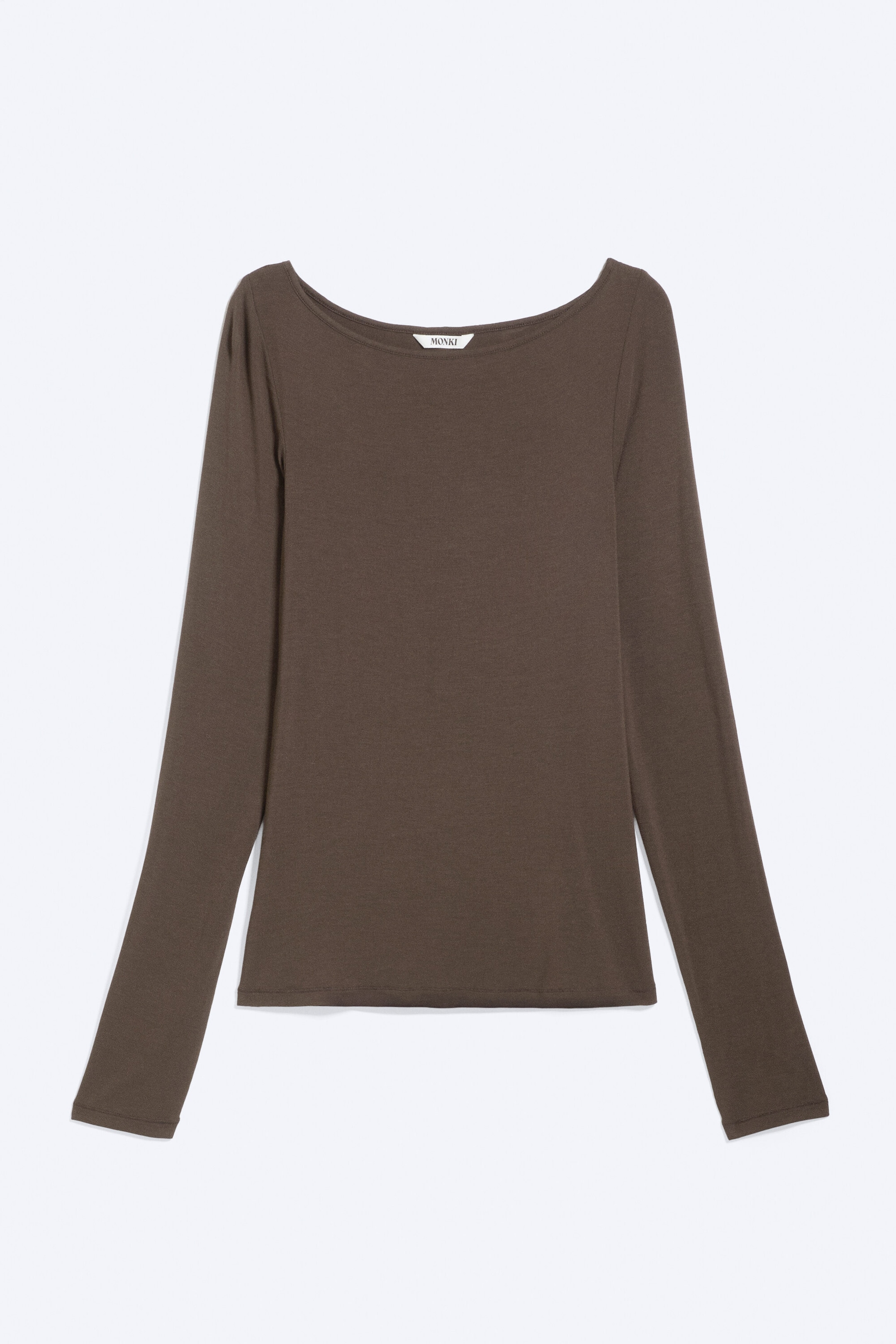 Dunkelbraun - Transparentes Longsleeve mit U-Boot-Ausschnitt - 4